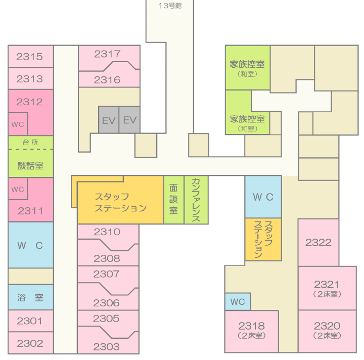 緩和ケア病棟　平面図